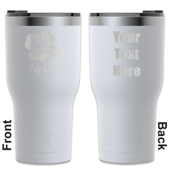 Custom Preppy Hibiscus RTIC Tumbler - White - Engraved Front & Back (Personalized)