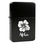 Preppy Hibiscus Windproof Lighter - Black - Single Sided & Lid Engraved (Personalized)