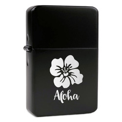 Preppy Hibiscus Windproof Lighter - Black - Single Sided (Personalized)