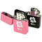 Preppy Hibiscus Windproof Lighters - Black & Pink - Open