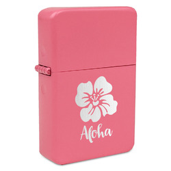 Preppy Hibiscus Windproof Lighter - Pink - Single Sided (Personalized)
