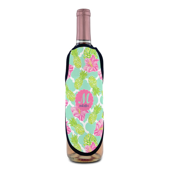 Preppy Hibiscus Wine Bottle Apron - IN CONTEXT