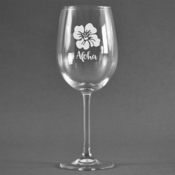 Preppy Hibiscus Wine Glass - Engraved (Personalized)
