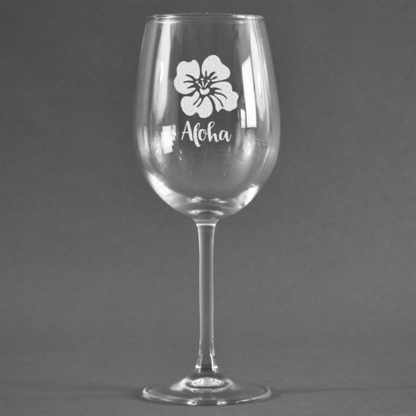 Custom Preppy Hibiscus Wine Glass (Single) (Personalized)
