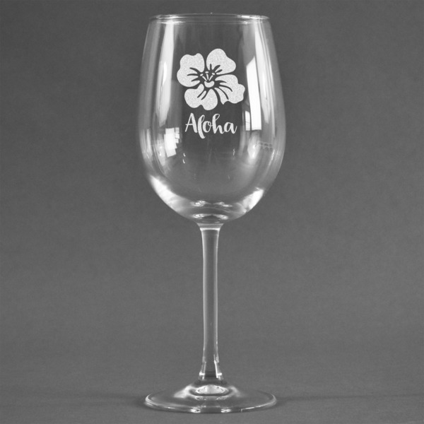 Custom Preppy Hibiscus Wine Glass - Engraved (Personalized)