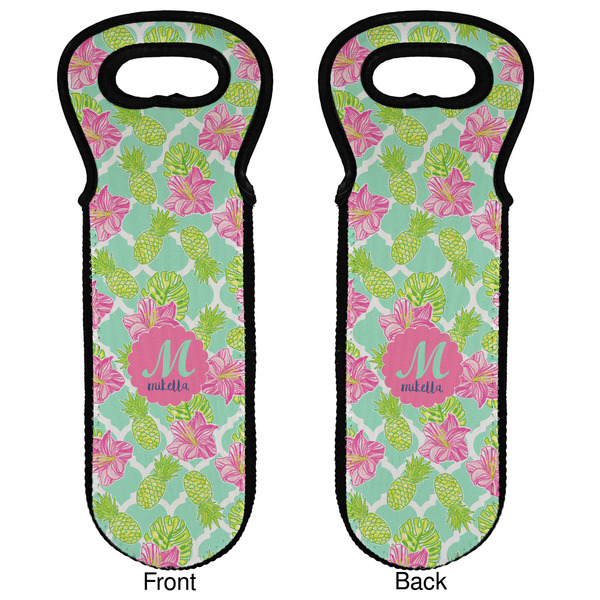 Preppy Hibiscus Wine Tote Front & Back