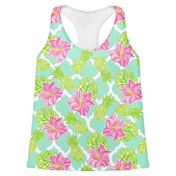 Custom Preppy Hibiscus Womens Racerback Tank Top