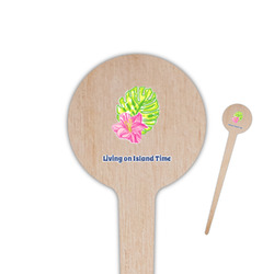 Preppy Hibiscus 4" Round Wooden Food Picks - Double Sided (Personalized)