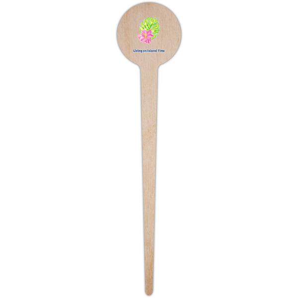 Preppy Hibiscus Wooden 4" Food Pick - Round - Single Pick