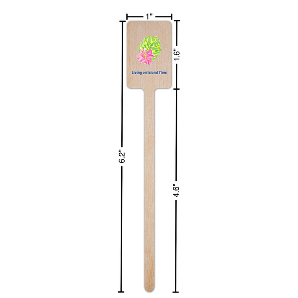 Preppy Hibiscus Wooden 6.25" Stir Stick - Rectangular - Dimensions