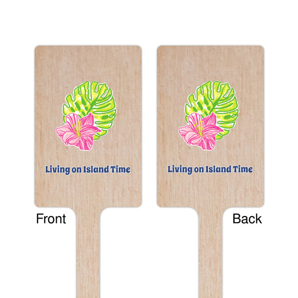 Preppy Hibiscus Wooden 6.25" Stir Stick - Rectangular - Double Sided - Front & Back