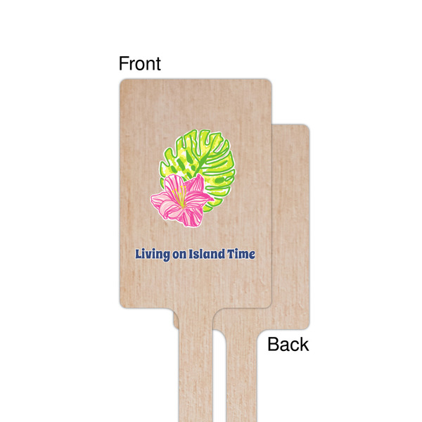 Preppy Hibiscus Wooden 6.25" Stir Stick - Rectangular - Single - Front & Back