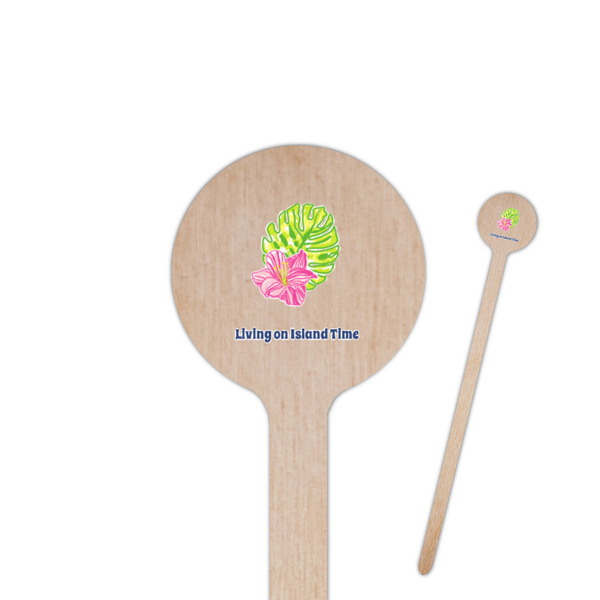 Custom Preppy Hibiscus 6" Round Wooden Stir Sticks - Double Sided (Personalized)
