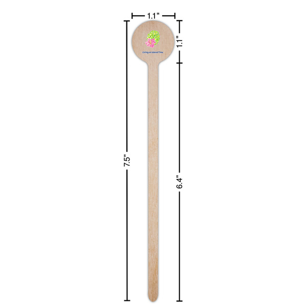 Preppy Hibiscus Wooden 7.5" Stir Stick - Round - Dimensions