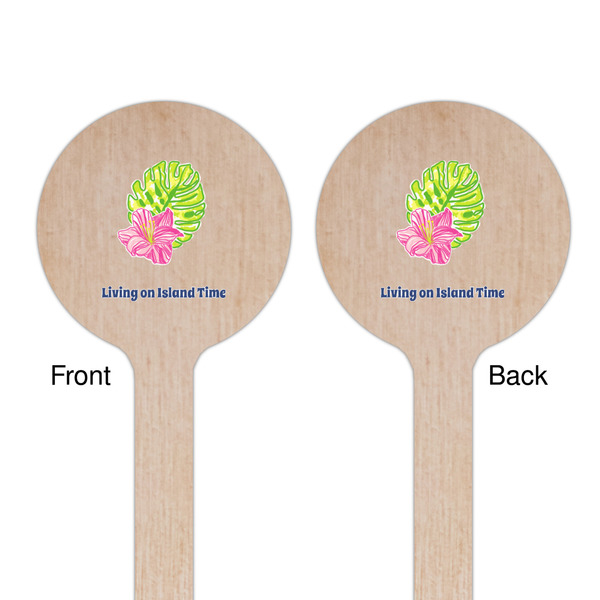 Preppy Hibiscus Wooden 7.5" Stir Stick - Round - Double Sided - Front & Back