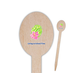Preppy Hibiscus Oval Wooden Food Picks (Personalized)