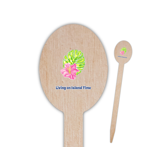 Custom Preppy Hibiscus Oval Wooden Food Picks (Personalized)