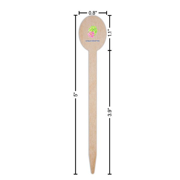 Preppy Hibiscus Wooden Food Pick - Oval - Dimensions