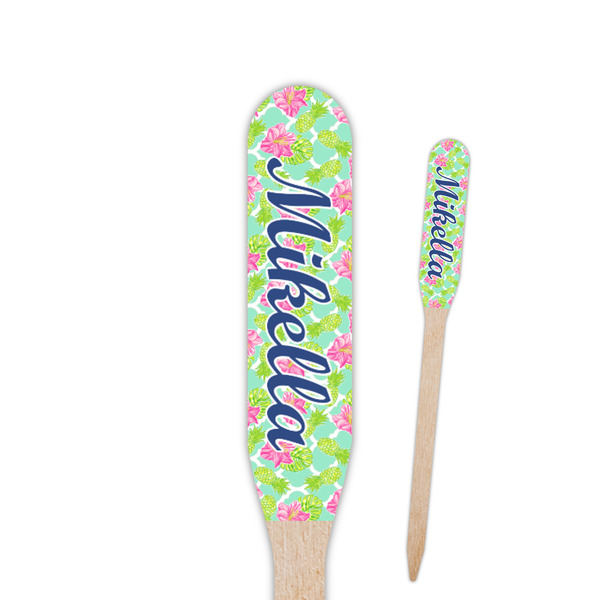 Custom Preppy Hibiscus Paddle Wooden Food Picks (Personalized)