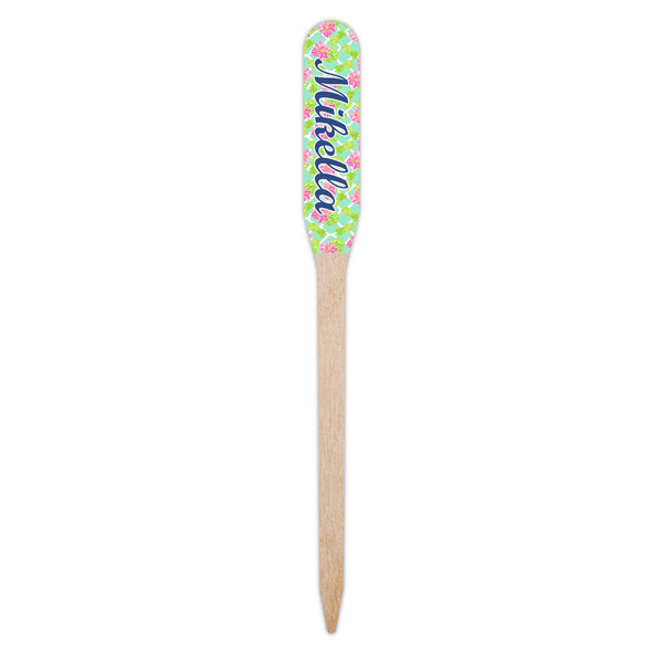 Preppy Hibiscus Wooden Food Pick - Paddle - Single Pick