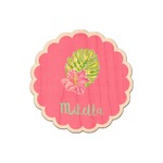 Preppy Hibiscus Genuine Maple or Cherry Wood Sticker (Personalized)