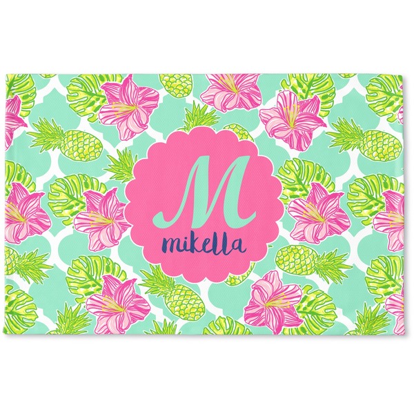 Custom Preppy Hibiscus Woven Mat (Personalized)