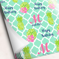 Preppy Hibiscus Wrapping Paper Sheets (Personalized)
