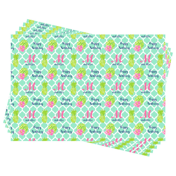 Preppy Hibiscus Wrapping Paper - Front & Back - Sheets Approval