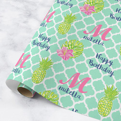 Preppy Hibiscus Wrapping Paper Roll - Medium - Matte (Personalized)