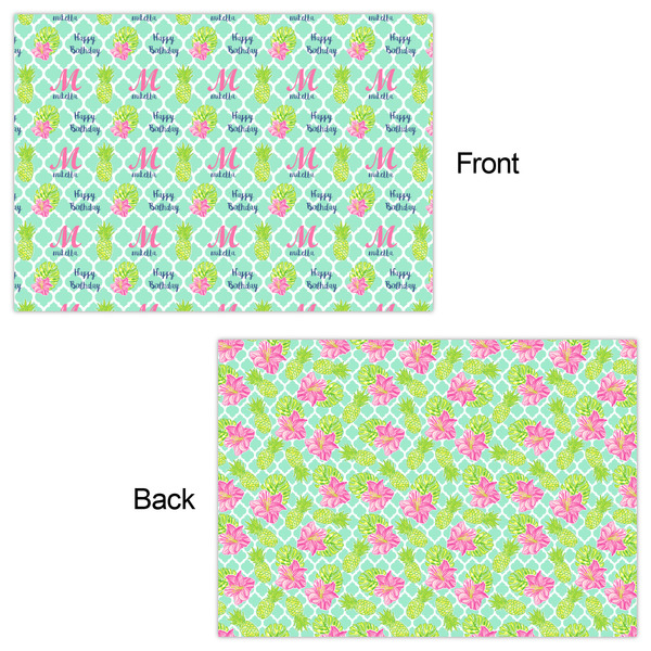 Preppy Hibiscus Wrapping Paper Sheet - Double Sided - Front & Back