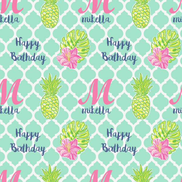 Preppy Hibiscus Wrapping Paper Square