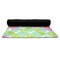 Preppy Hibiscus Yoga Mat Rolled up Black Rubber Backing