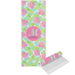 Preppy Hibiscus Yoga Mat - Printed Front (Personalized)