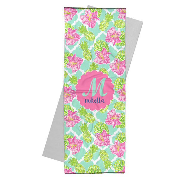 Custom Preppy Hibiscus Yoga Mat Towel (Personalized)