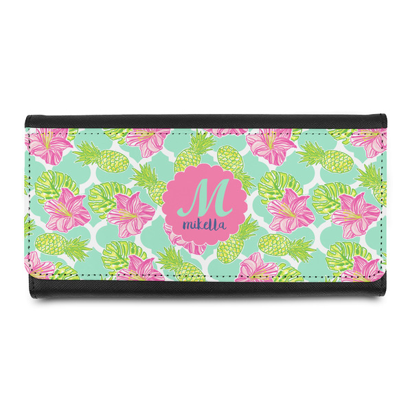 Custom Preppy Hibiscus Leatherette Ladies Wallet (Personalized)