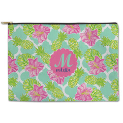 Preppy Hibiscus Zipper Pouch (Personalized)