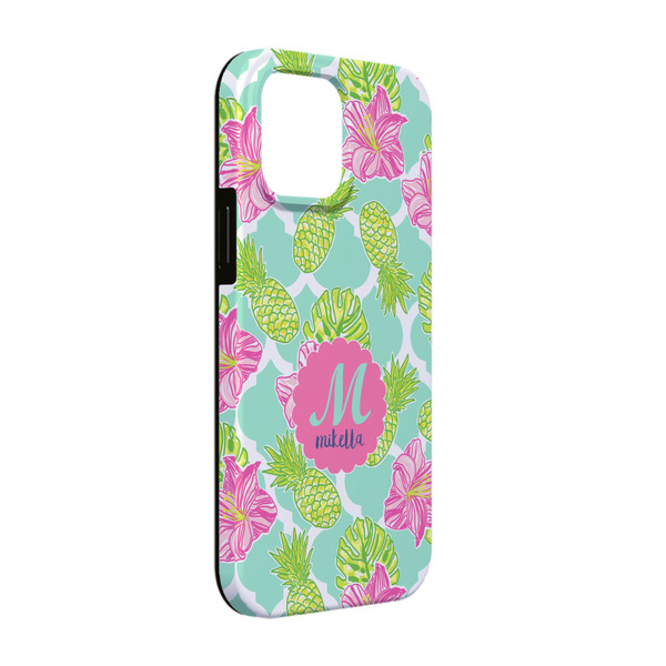 Custom Preppy Hibiscus iPhone Case - Rubber Lined - iPhone 13 Pro (Personalized)