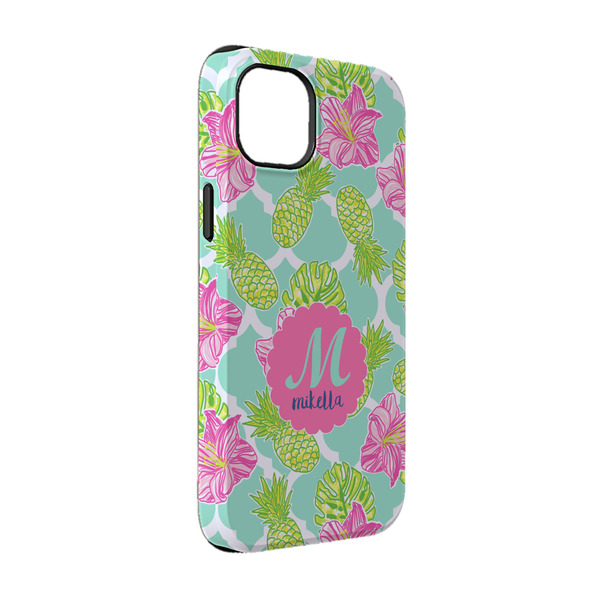 Custom Preppy Hibiscus iPhone Case - Rubber Lined - iPhone 14 Pro (Personalized)