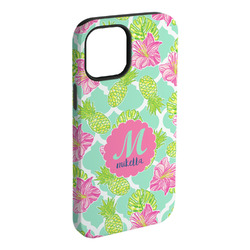 Preppy Hibiscus iPhone Case - Rubber Lined - iPhone 15 Plus (Personalized)