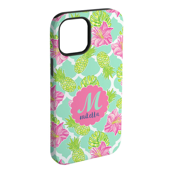 Custom Preppy Hibiscus iPhone Case - Rubber Lined (Personalized)
