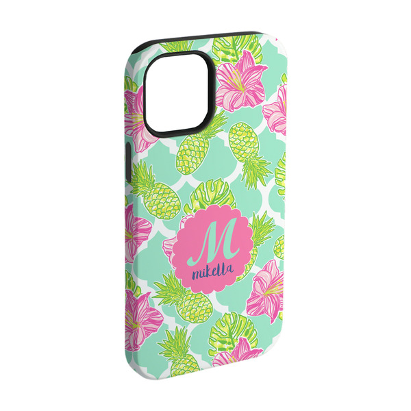 Custom Preppy Hibiscus iPhone Case - Rubber Lined - iPhone 15 Pro (Personalized)