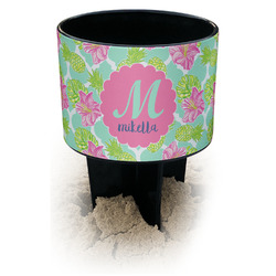 Preppy Hibiscus Black Beach Spiker Drink Holder (Personalized)