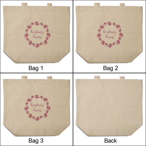Farm House 3 Reusable Cotton Grocery Bags - Front & Back View
