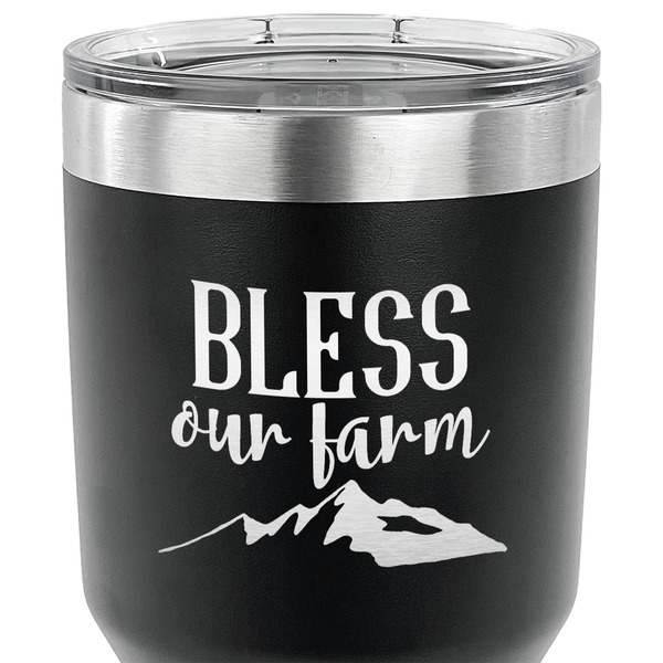 Farm House 30 oz Stainless Steel Ringneck Tumbler - Black - CLOSE UP