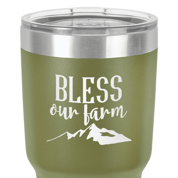 Farm House 30 oz Stainless Steel Ringneck Tumbler - Olive - Close Up