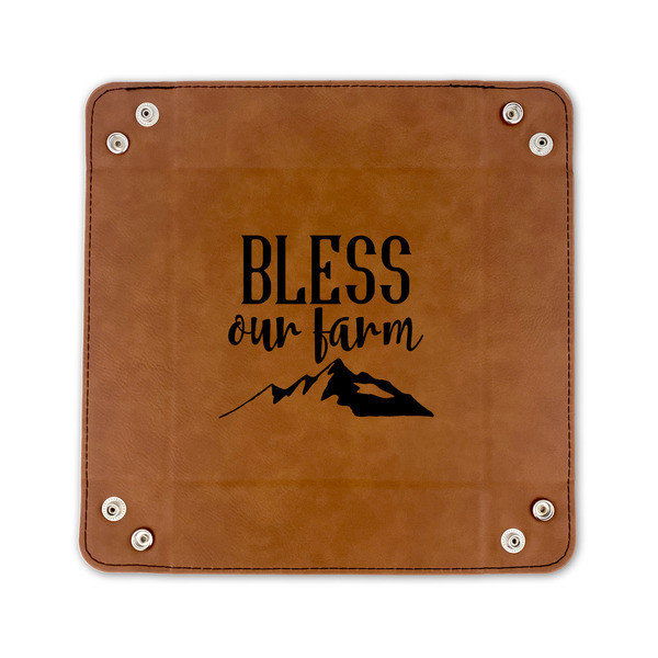 Farm House 6" x 6" Leatherette Snap Up Tray - FLAT FRONT