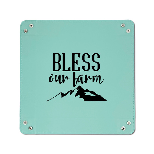 Farm House 6" x 6" Teal Leatherette Snap Up Tray - APPROVAL