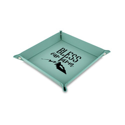 Farm House 6" x 6" Teal Faux Leather Valet Tray