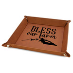 Farm House Faux Leather Dice Tray - 9" x 9" - Rawhide