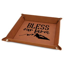 Farm House Faux Leather Dice Tray - 9" x 9" - Rawhide